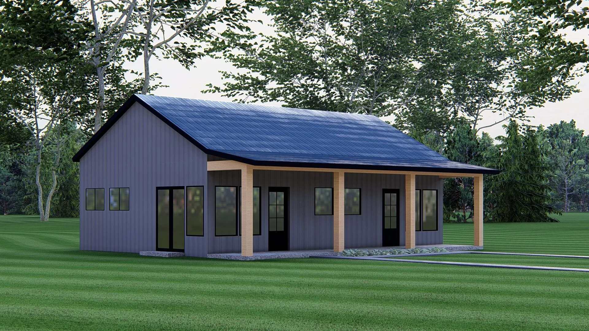 Modern Duplex Farmhouse Duplex Barndominium House Exterior 3D 3D model
