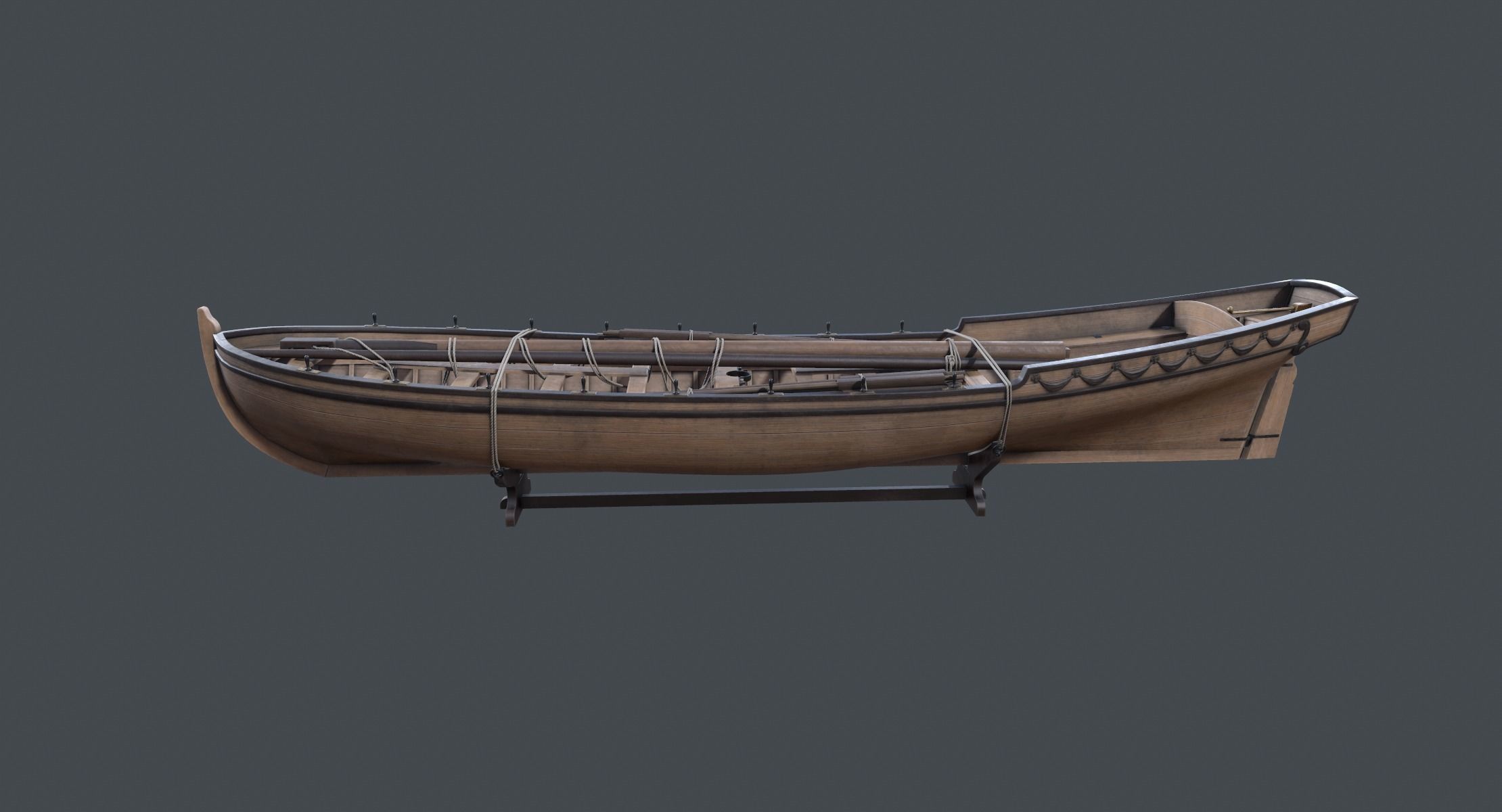 Pinnace Longboat Low-poly 3D model_5