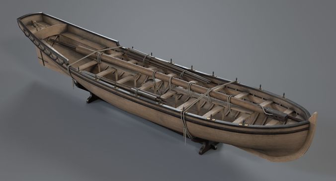 Pinnace Longboat Low-poly 3D model