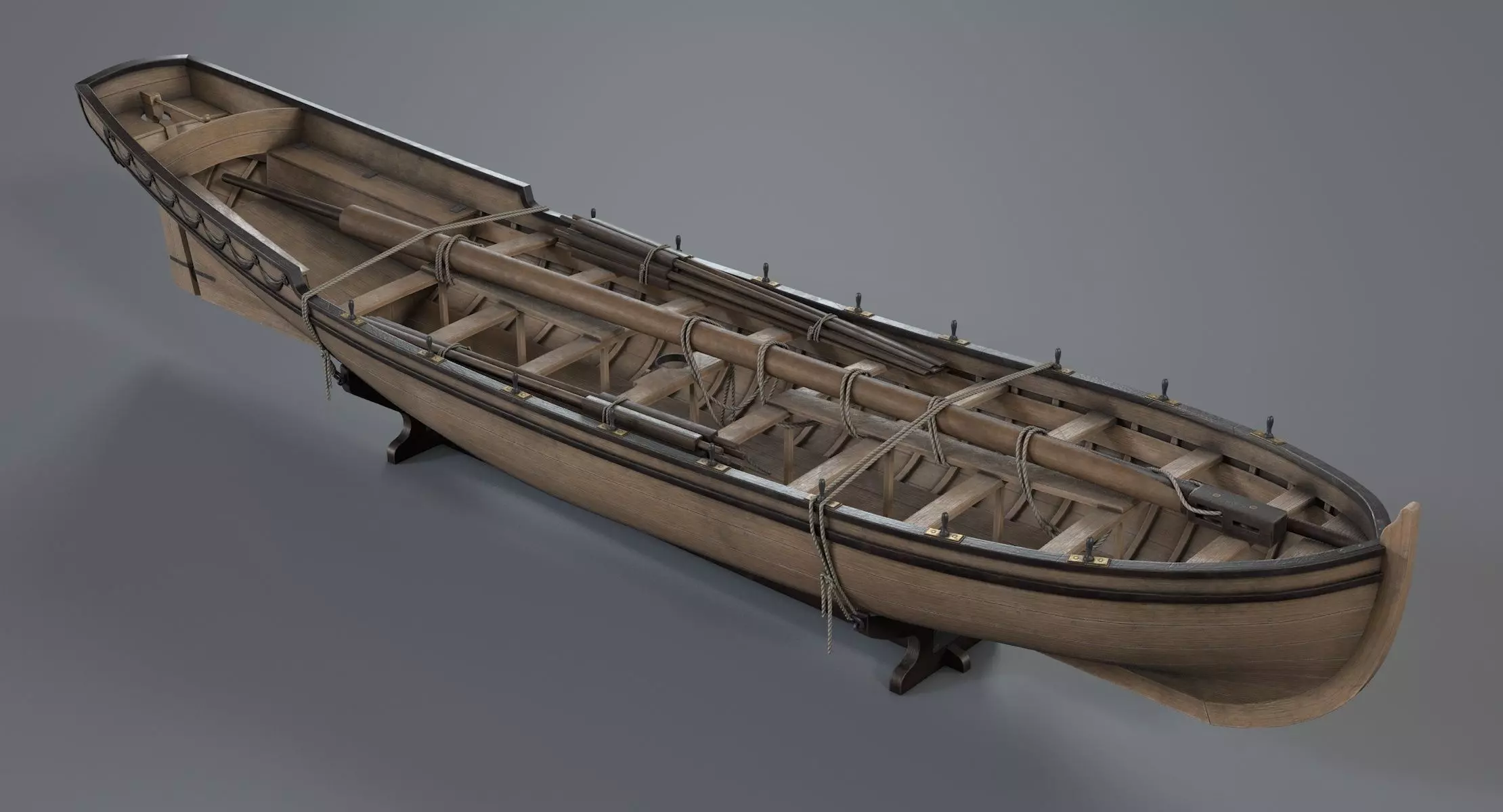 Pinnace Longboat Low-poly 3D model_0