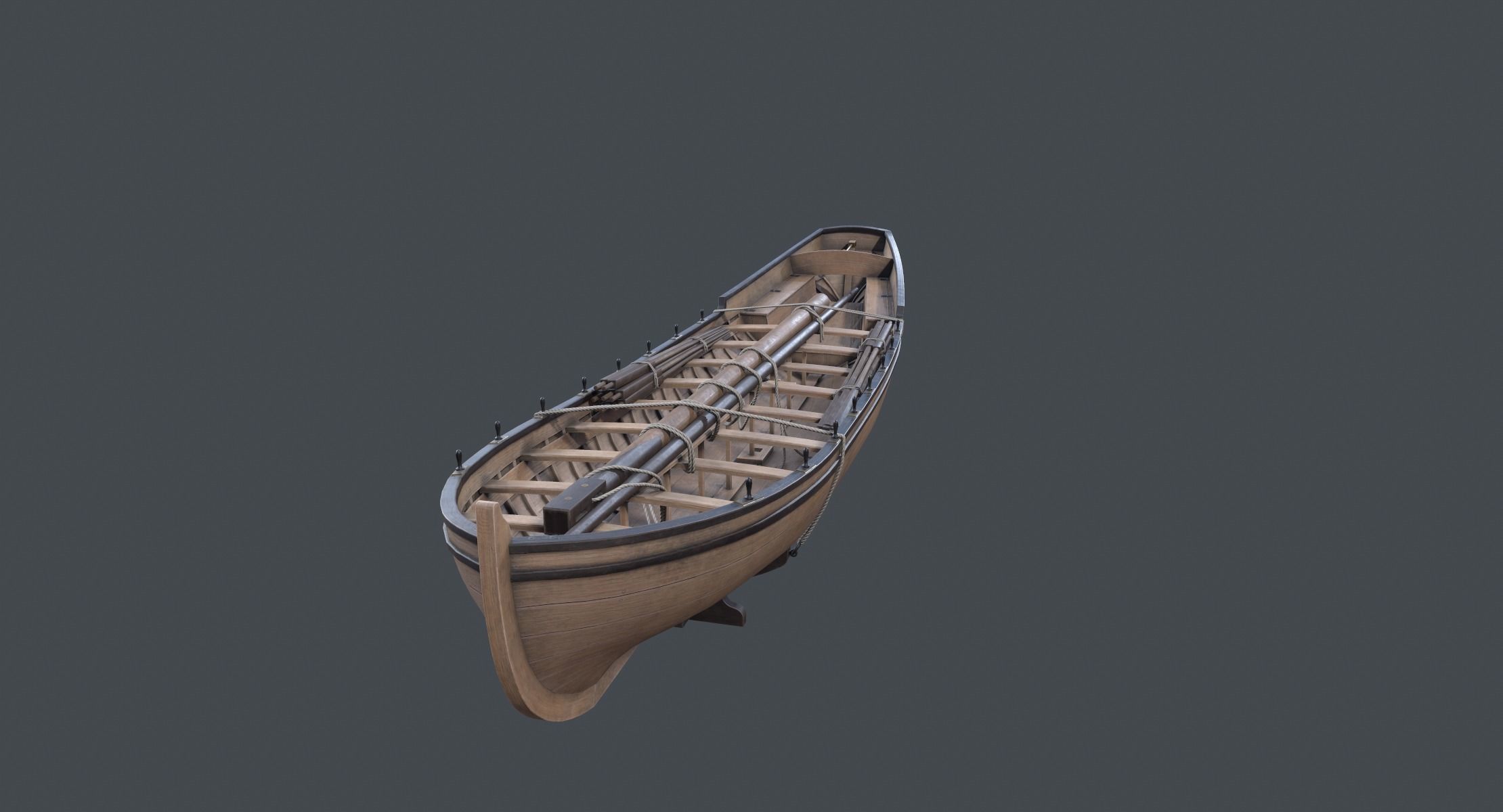 Pinnace Longboat Low-poly 3D model_4