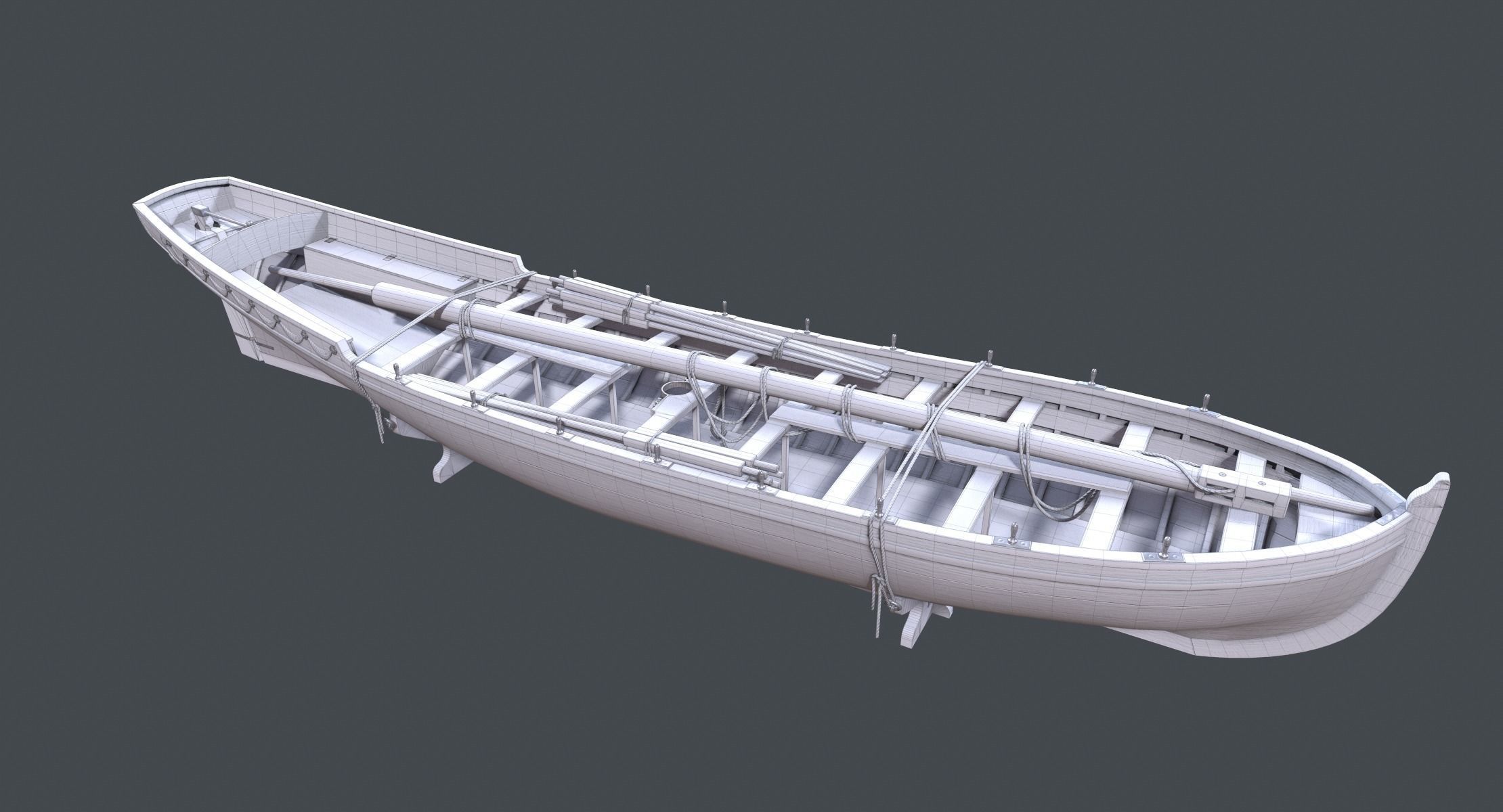 Pinnace Longboat Low-poly 3D model_8