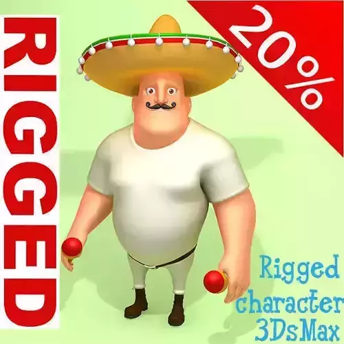 Mexican man Cartoon Rigged 3D model