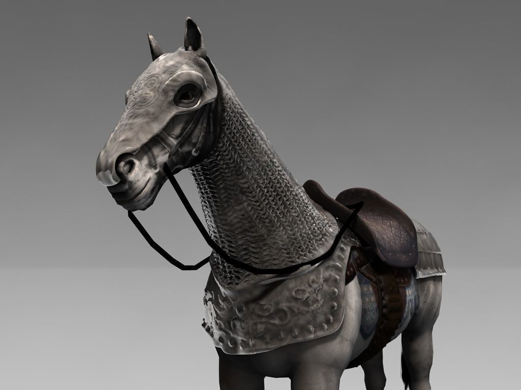 Horse with armor - Lowpoly - Low-poly 3D model_5