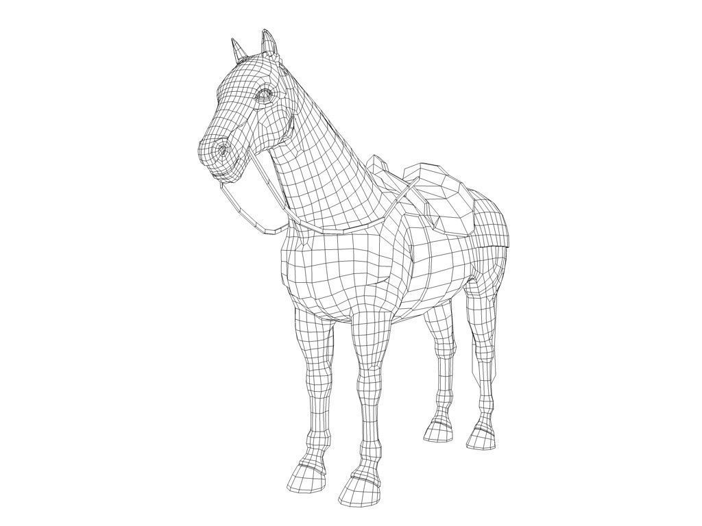 Horse with armor - Lowpoly - Low-poly 3D model_8