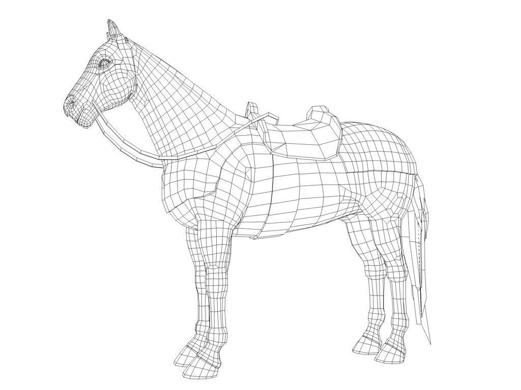 Horse with armor - Lowpoly - Low-poly 3D model_7