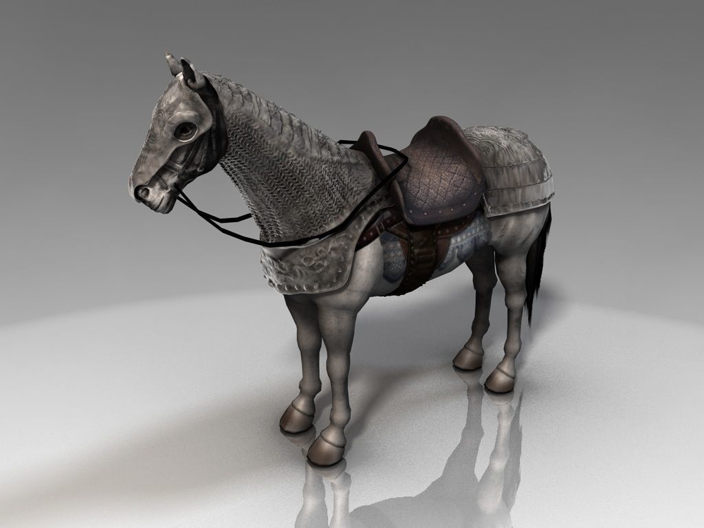 Horse with armor - Lowpoly - Low-poly 3D model_3