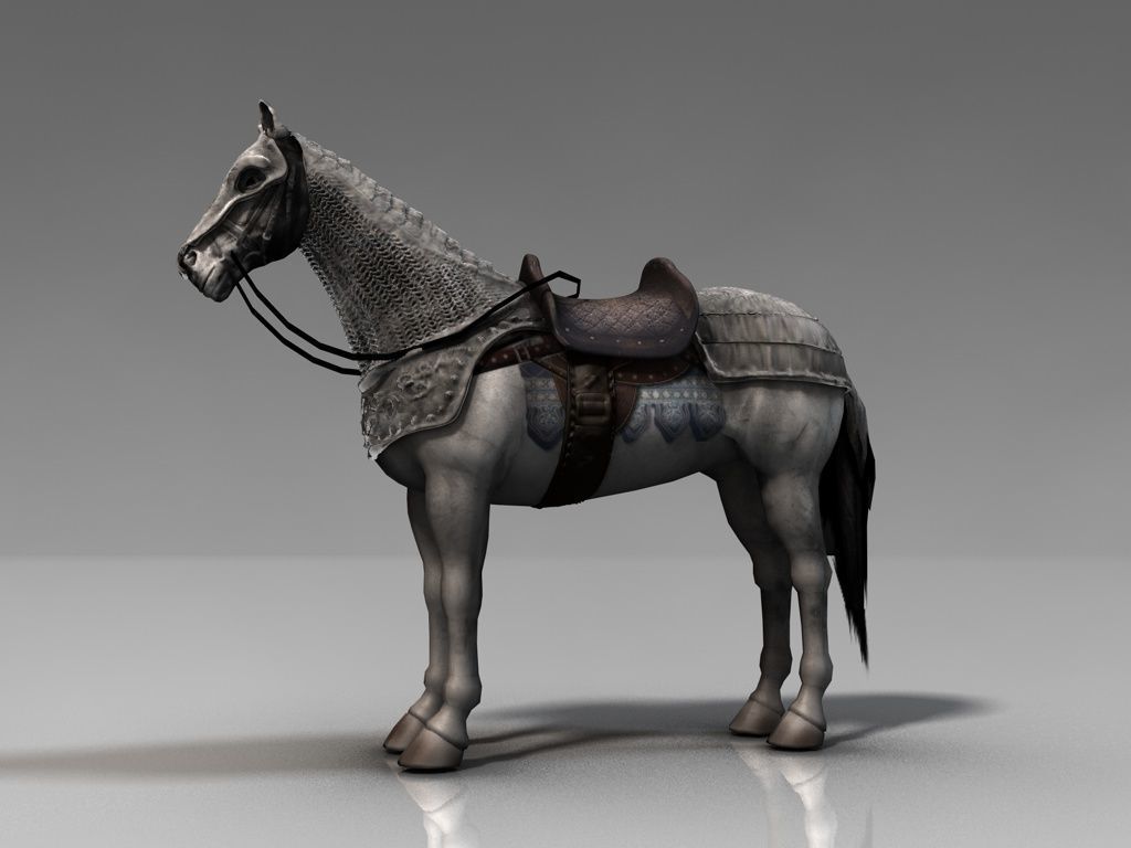 Horse with armor - Lowpoly - Low-poly 3D model_4