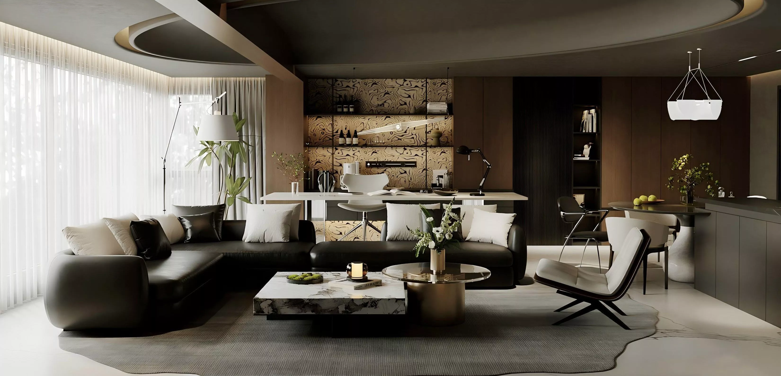 Italian-style living and dining room 3D model