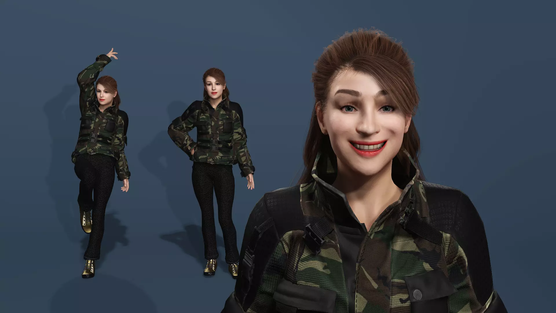 UE project filesRealisticFemalewithFullRig andFacialExpressions Low-poly 3D model
