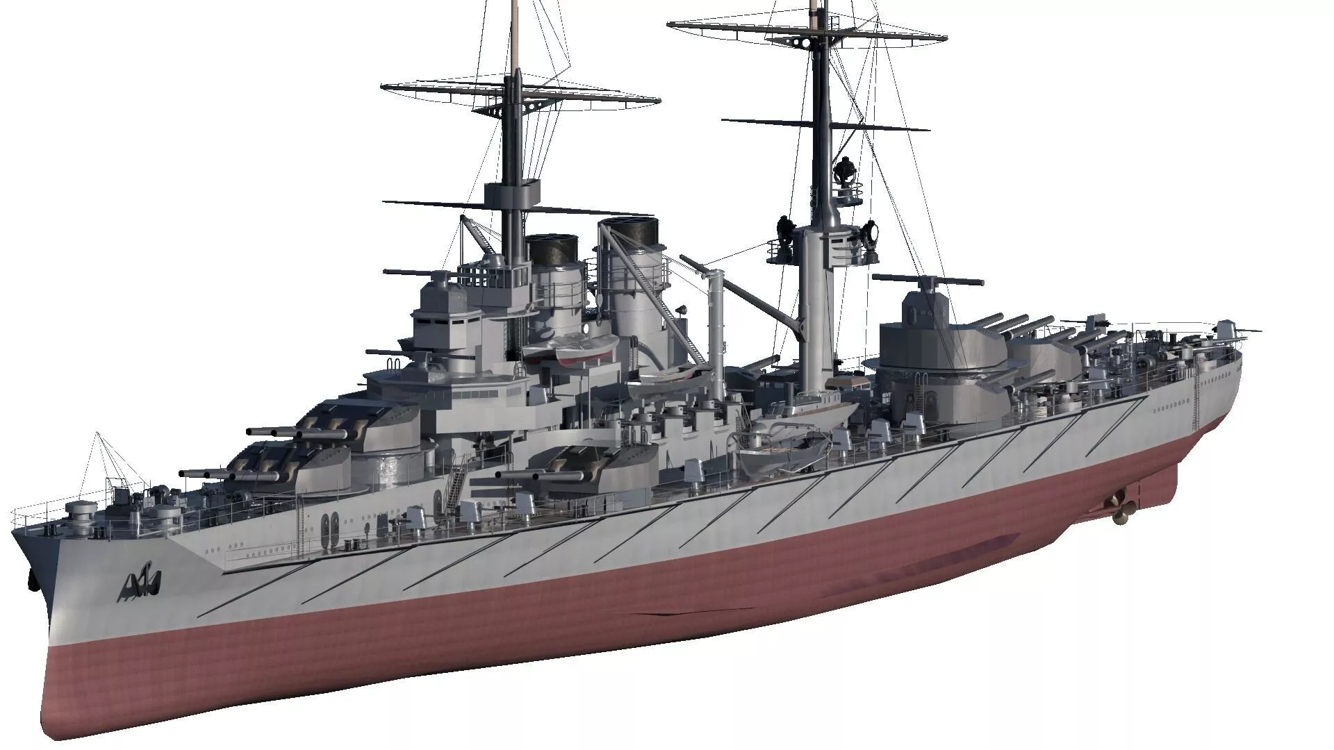 WW1 GEERMAN NAVY BATTLESHUP BASED ON MAJESTIC CLASS 3D model