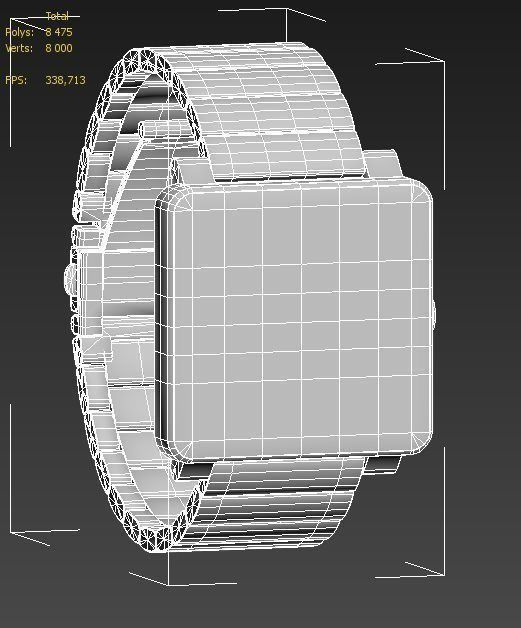 Sony Smart Watch 2 Black Metal Low-poly 3D model_5