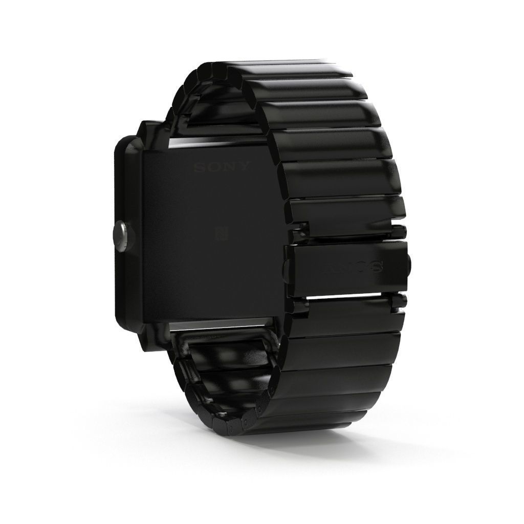 Sony Smart Watch 2 Black Metal Low-poly 3D model_1