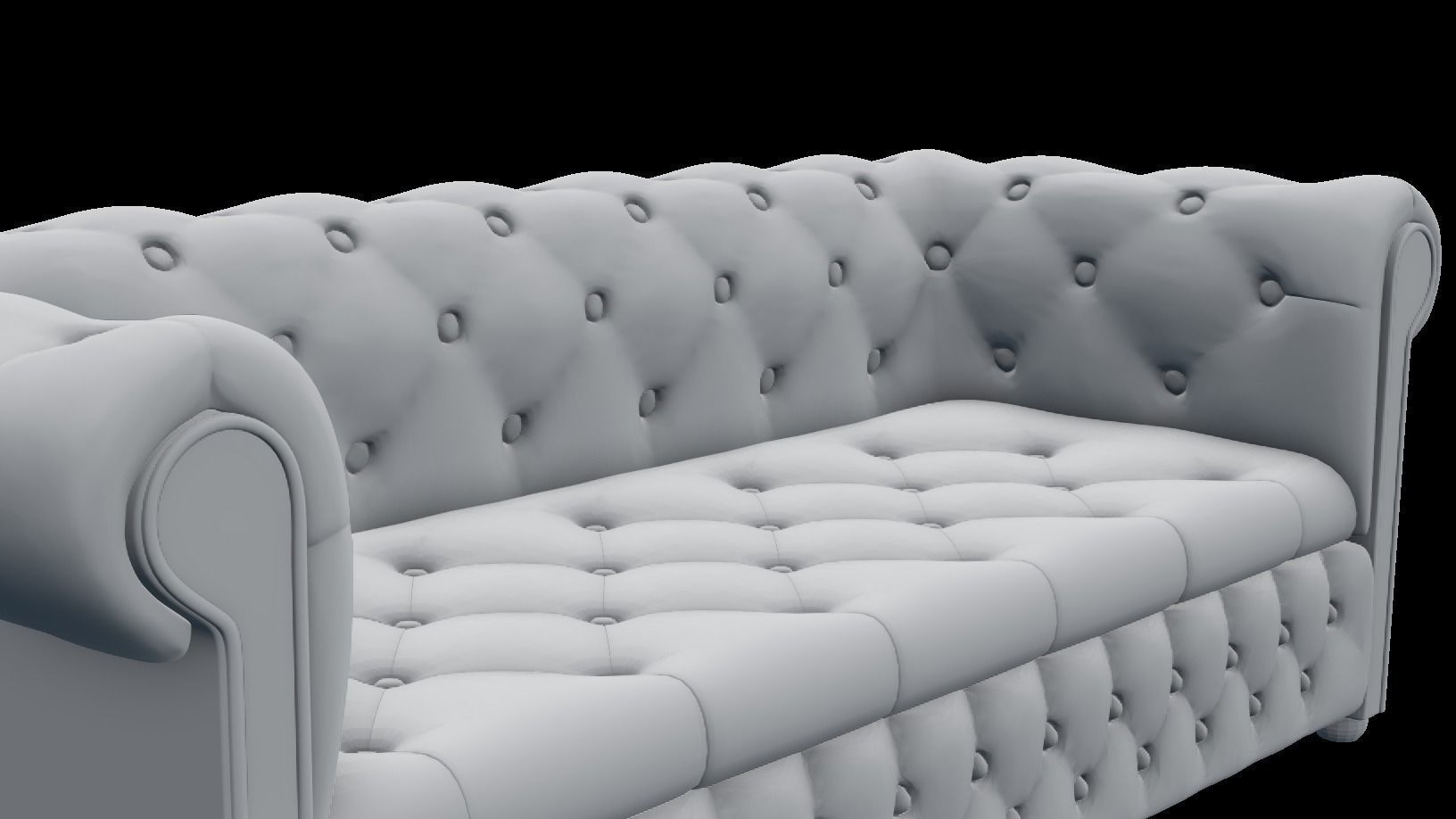Low-Poly Chesterfield Couch Low-poly 3D model_3
