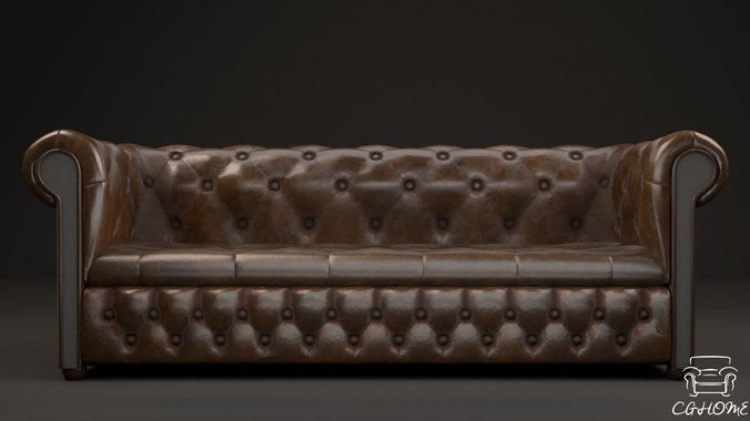 Low-Poly Chesterfield Couch Low-poly 3D model