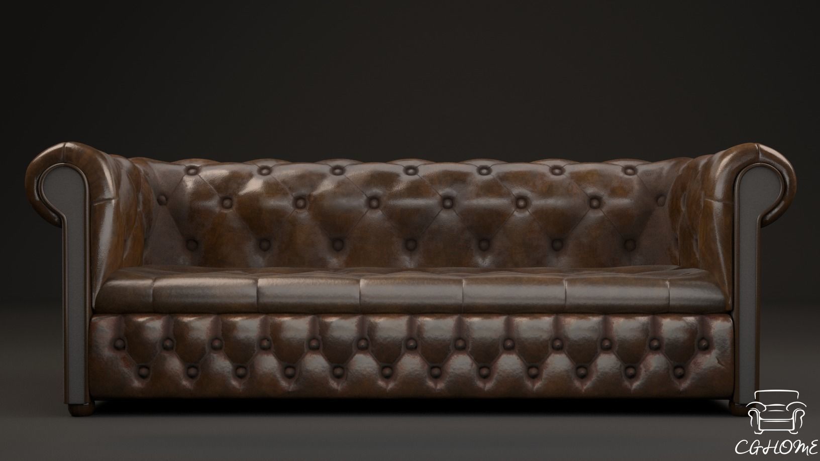 Low-Poly Chesterfield Couch Low-poly 3D model_0