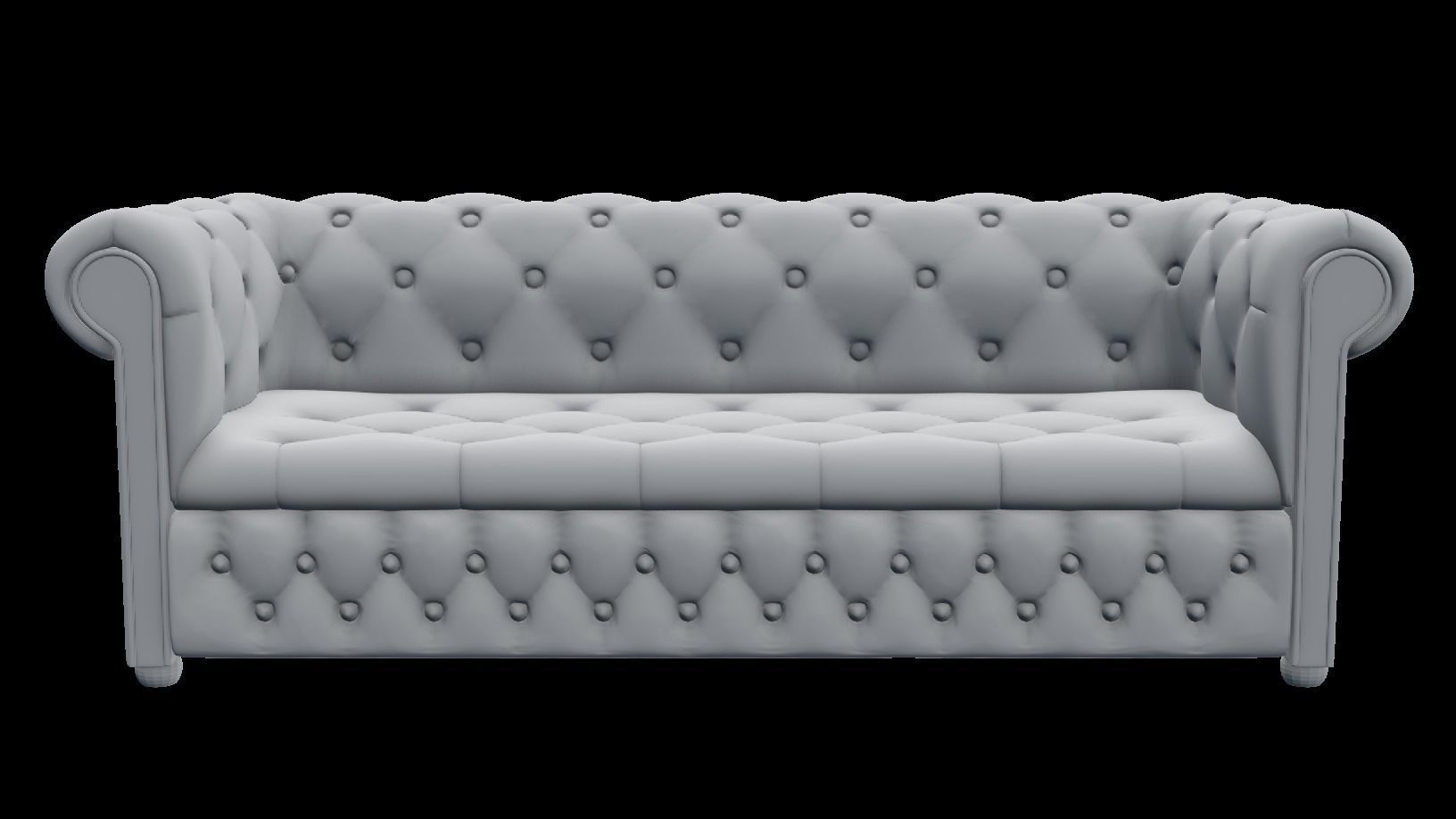 Low-Poly Chesterfield Couch Low-poly 3D model_1