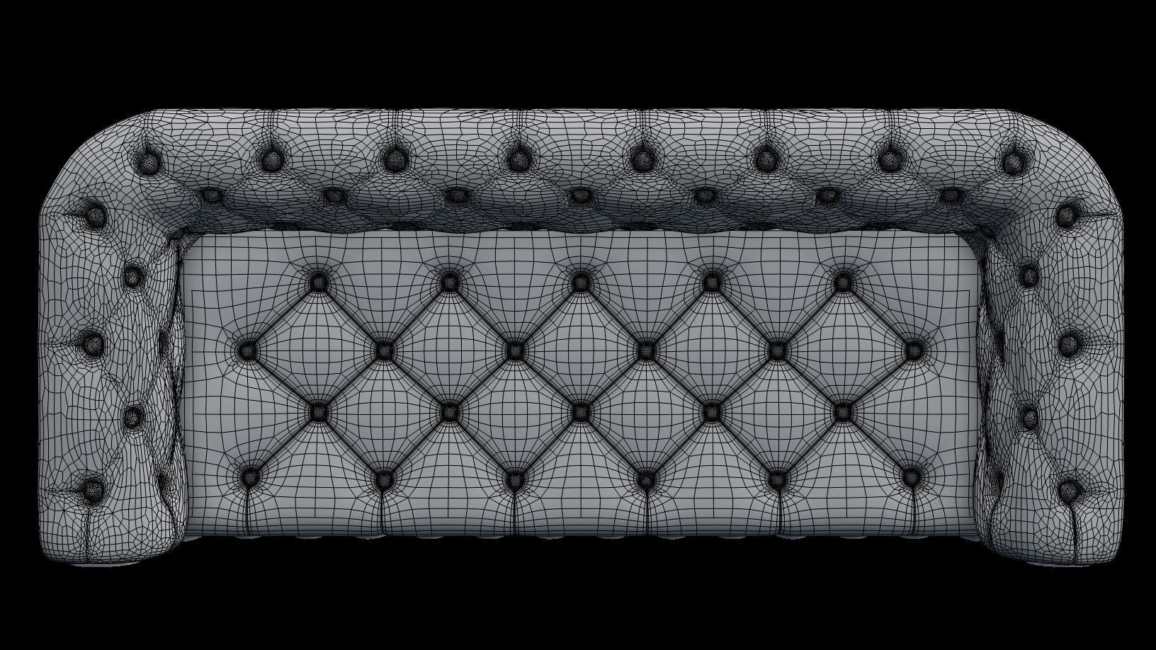 Low-Poly Chesterfield Couch Low-poly 3D model_6