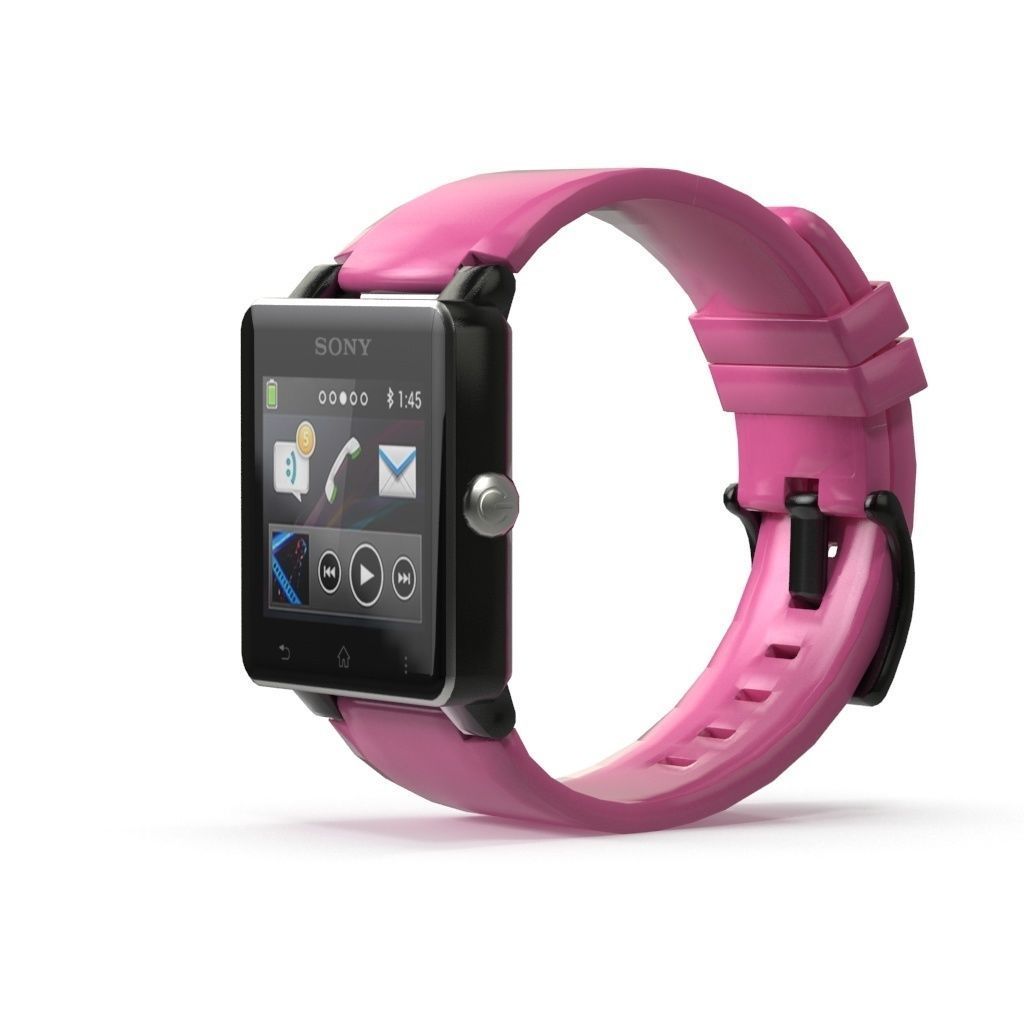 Sony Smart Watch 2 Pink Low-poly 3D model_0