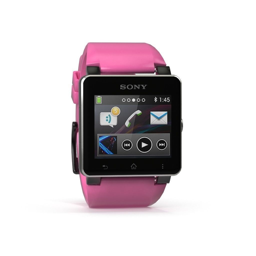 Sony Smart Watch 2 Pink Low-poly 3D model_2