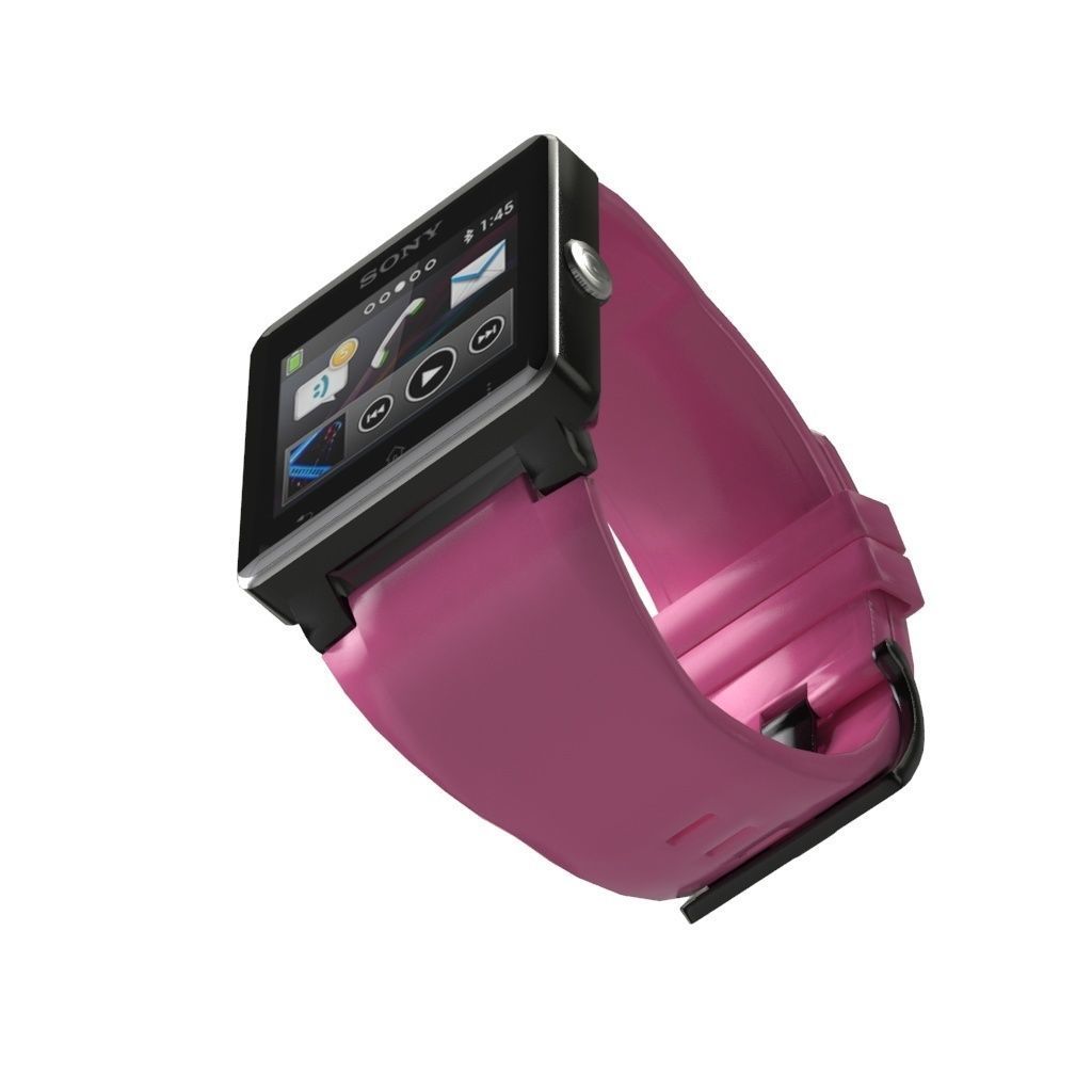 Sony Smart Watch 2 Pink Low-poly 3D model_4