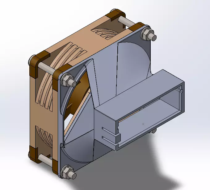 Mini GPU Tesla duct for large fan 80x80xXX v2 with mbo cooling 3D print model