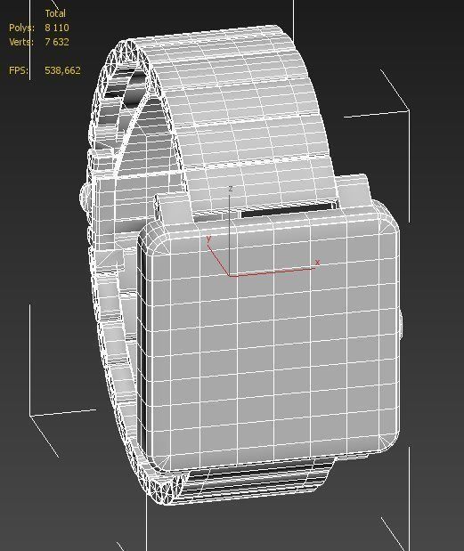Sony Smart Watch 2 Silver Metal Low-poly 3D model_4