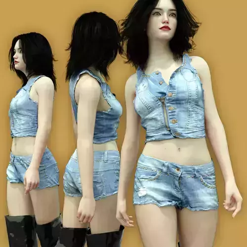 Summerwear Jeans Top and Short Low-poly 3D model