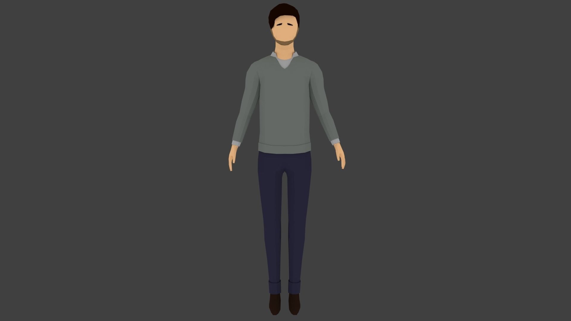 Low-poly Man Casual Clothes 3 Low-poly 3D model_0