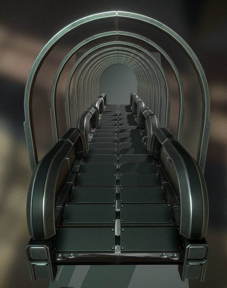 Sci-Fi Ladders and Stairs Package Basic Version Low-poly 3D model_24