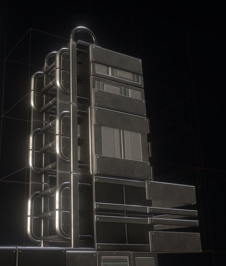 Sci-Fi Ladders and Stairs Package Basic Version Low-poly 3D model_38