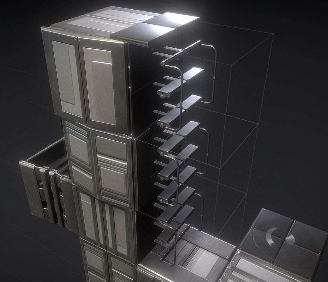 Sci-Fi Ladders and Stairs Package Basic Version Low-poly 3D model_37