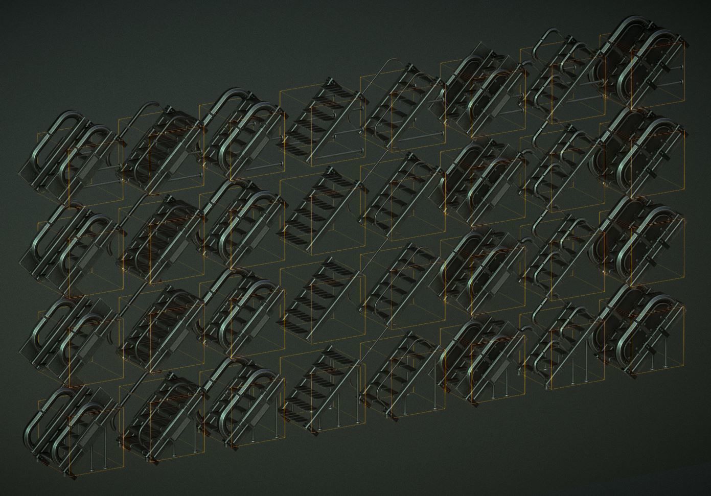 Sci-Fi Ladders and Stairs Package Basic Version Low-poly 3D model_34