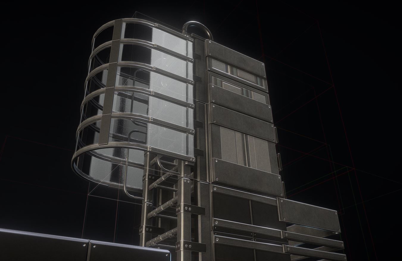 Sci-Fi Ladders and Stairs Package Basic Version Low-poly 3D model_42