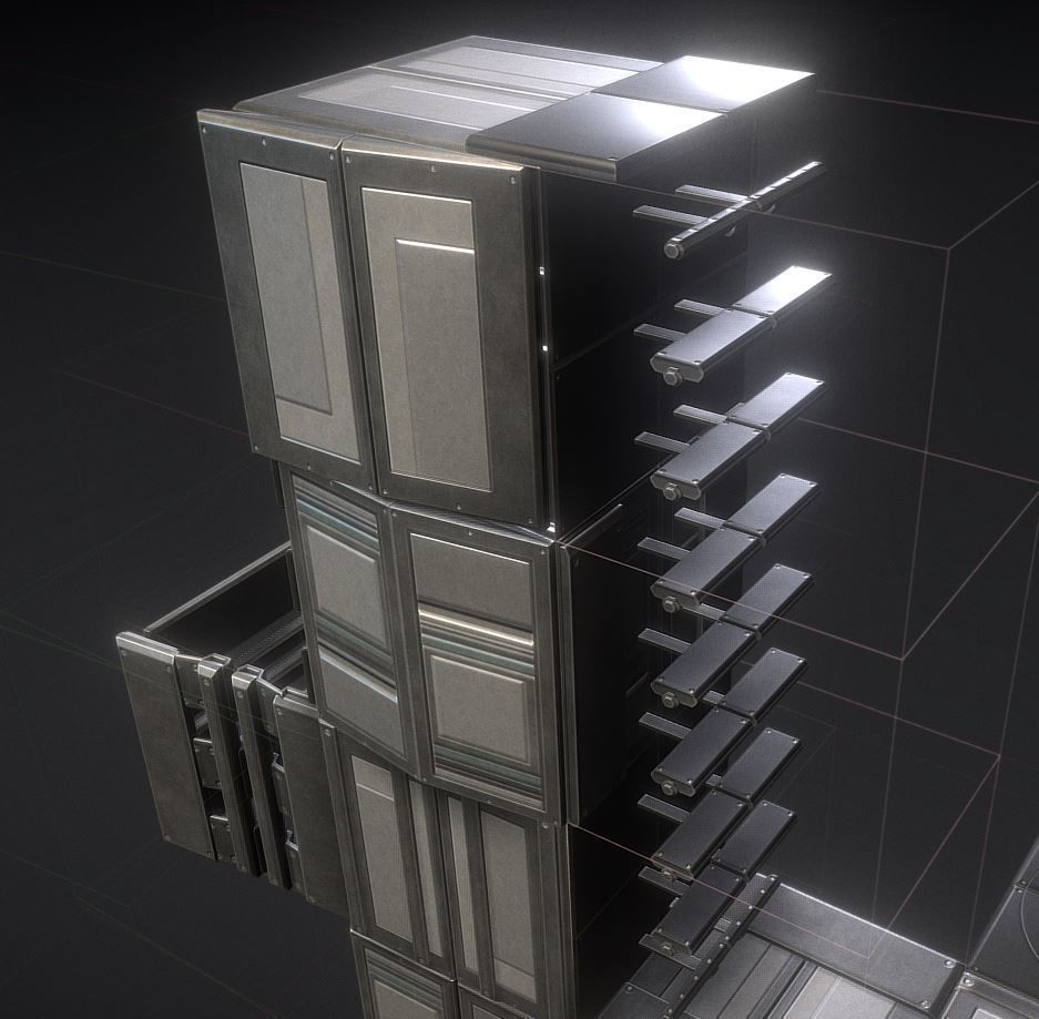 Sci-Fi Ladders and Stairs Package Basic Version Low-poly 3D model_40