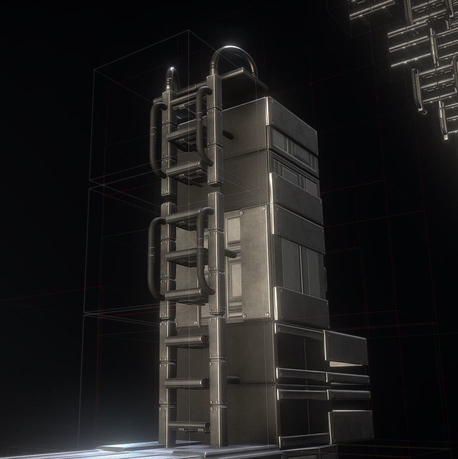 Sci-Fi Ladders and Stairs Package Basic Version Low-poly 3D model_35