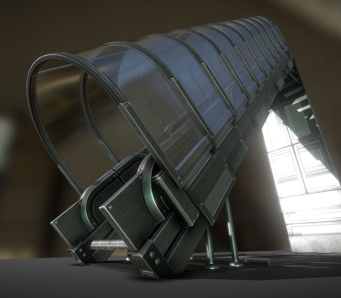 Sci-Fi Ladders and Stairs Package Basic Version Low-poly 3D model_17