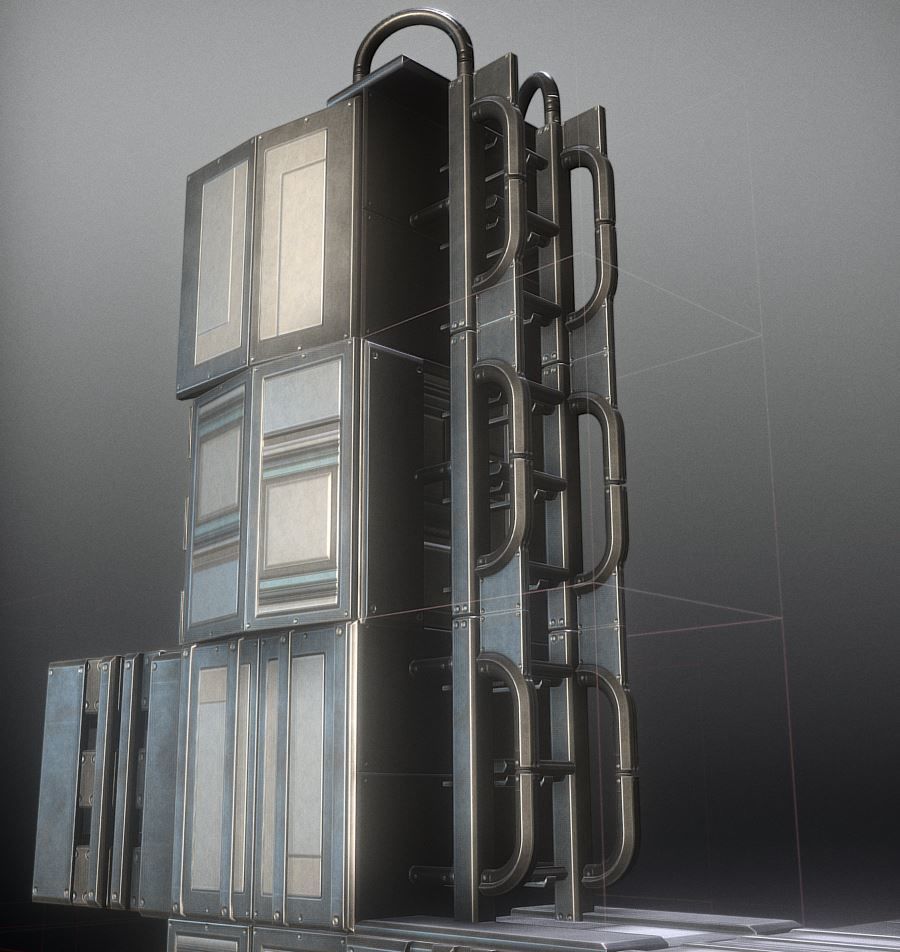 Sci-Fi Ladders and Stairs Package Basic Version Low-poly 3D model_36