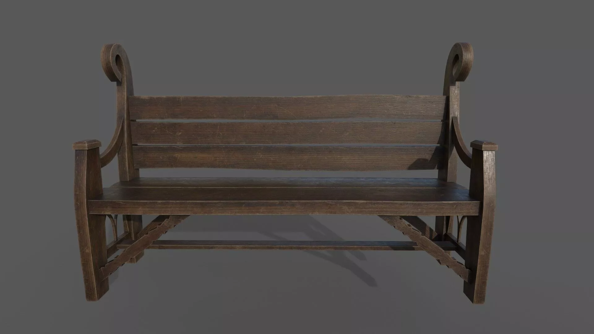 Medieval wooden bench low-poly game-ready Low-poly 3D model