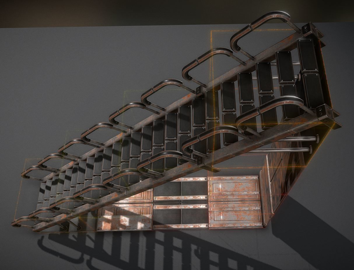 Modular Ladders and Stairs Package Rusty Version Low-poly 3D model_20