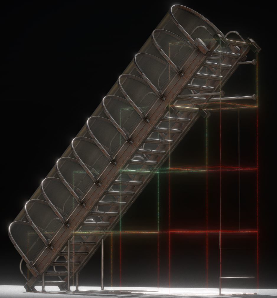 Modular Ladders and Stairs Package Rusty Version Low-poly 3D model_14