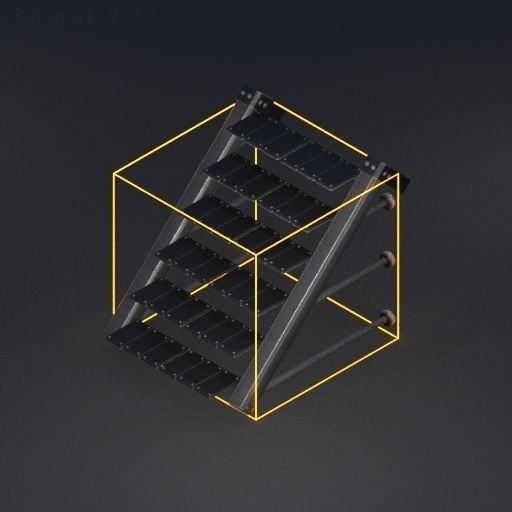 Modular Ladders and Stairs Package Rusty Version Low-poly 3D model_47