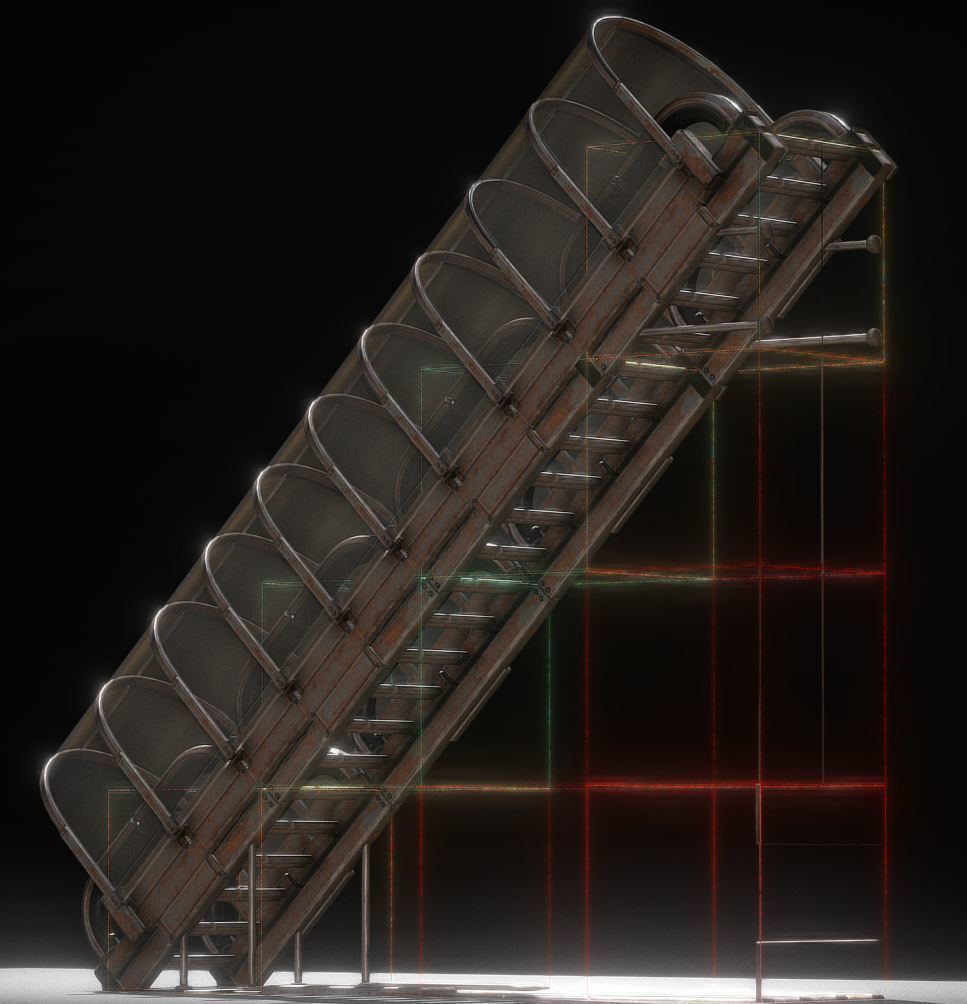 Modular Ladders and Stairs Package Rusty Version Low-poly 3D model_8