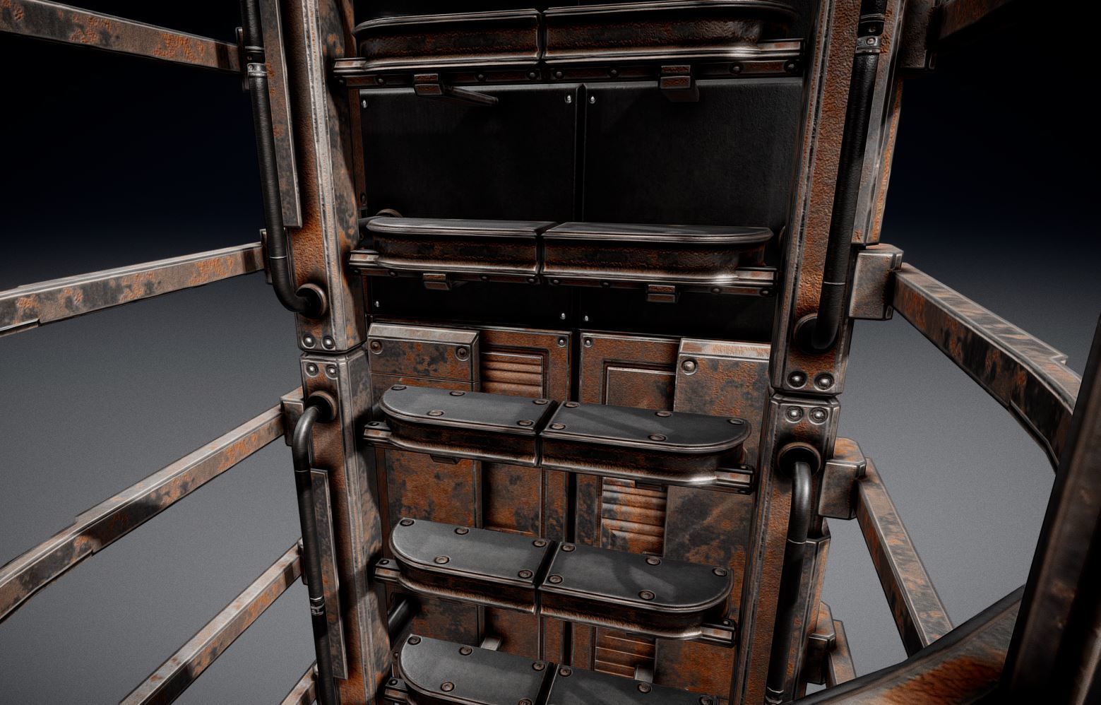 Modular Ladders and Stairs Package Rusty Version Low-poly 3D model_18
