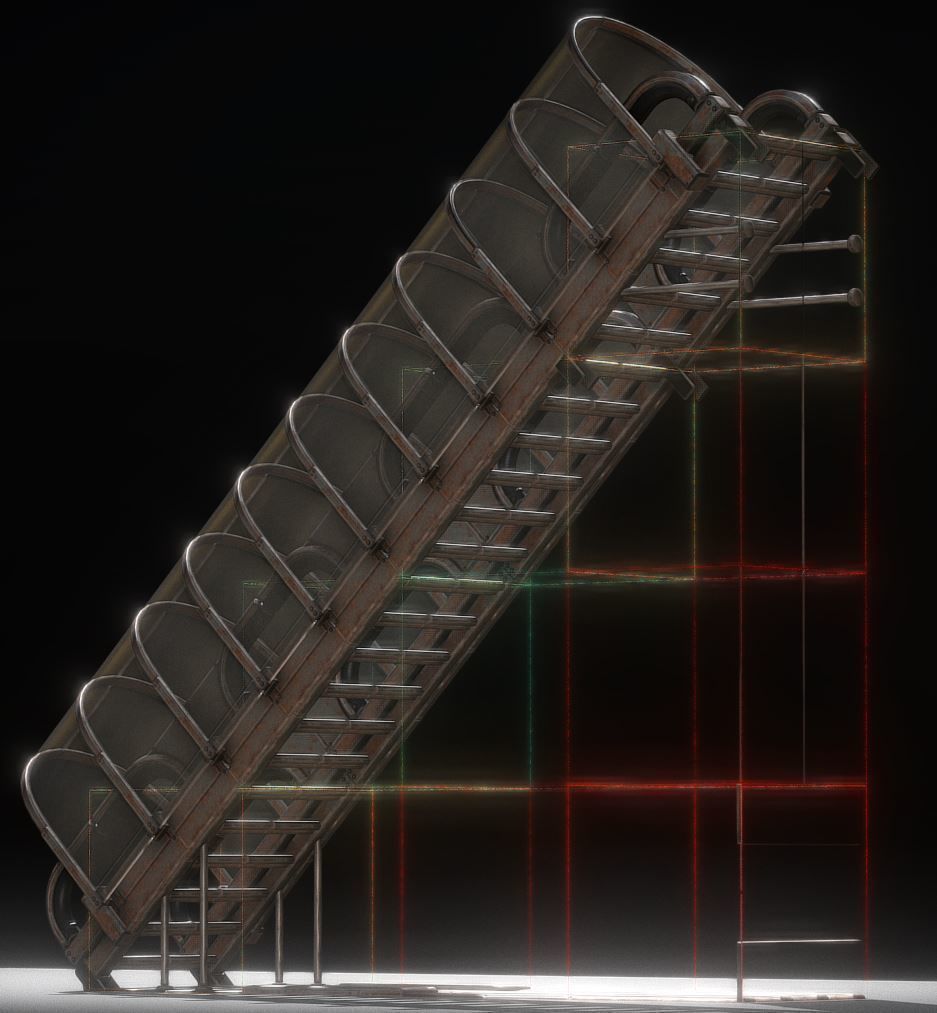 Modular Ladders and Stairs Package Rusty Version Low-poly 3D model_9