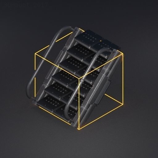 Modular Ladders and Stairs Package Rusty Version Low-poly 3D model_58