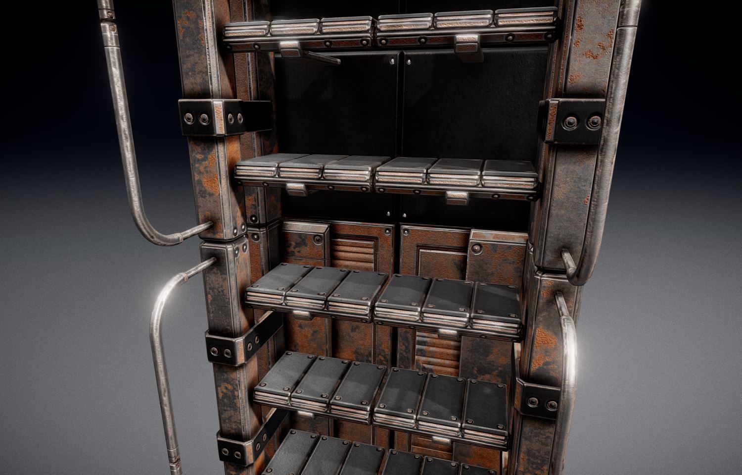 Modular Ladders and Stairs Package Rusty Version Low-poly 3D model_19