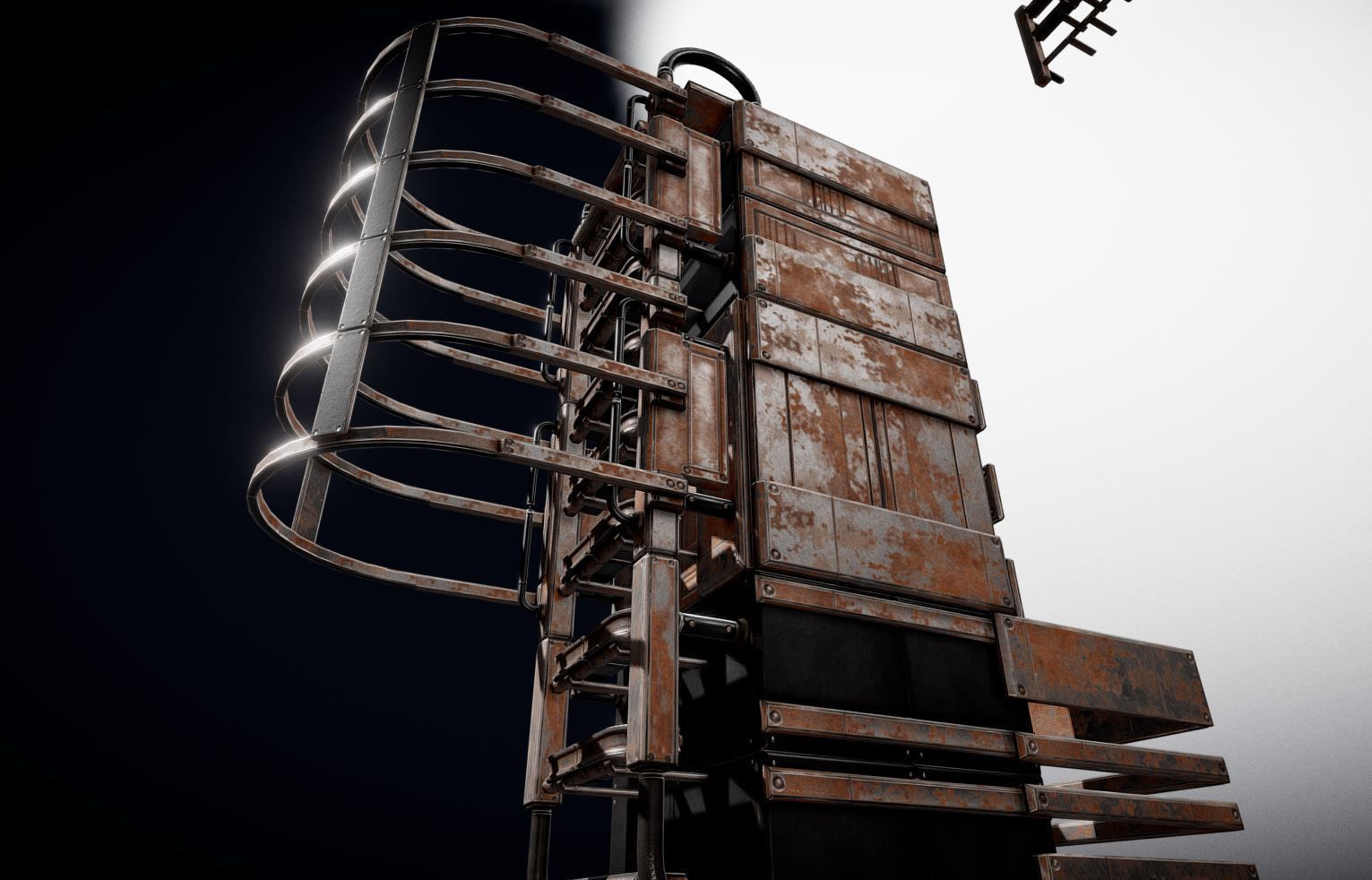 Modular Ladders and Stairs Package Rusty Version Low-poly 3D model_12