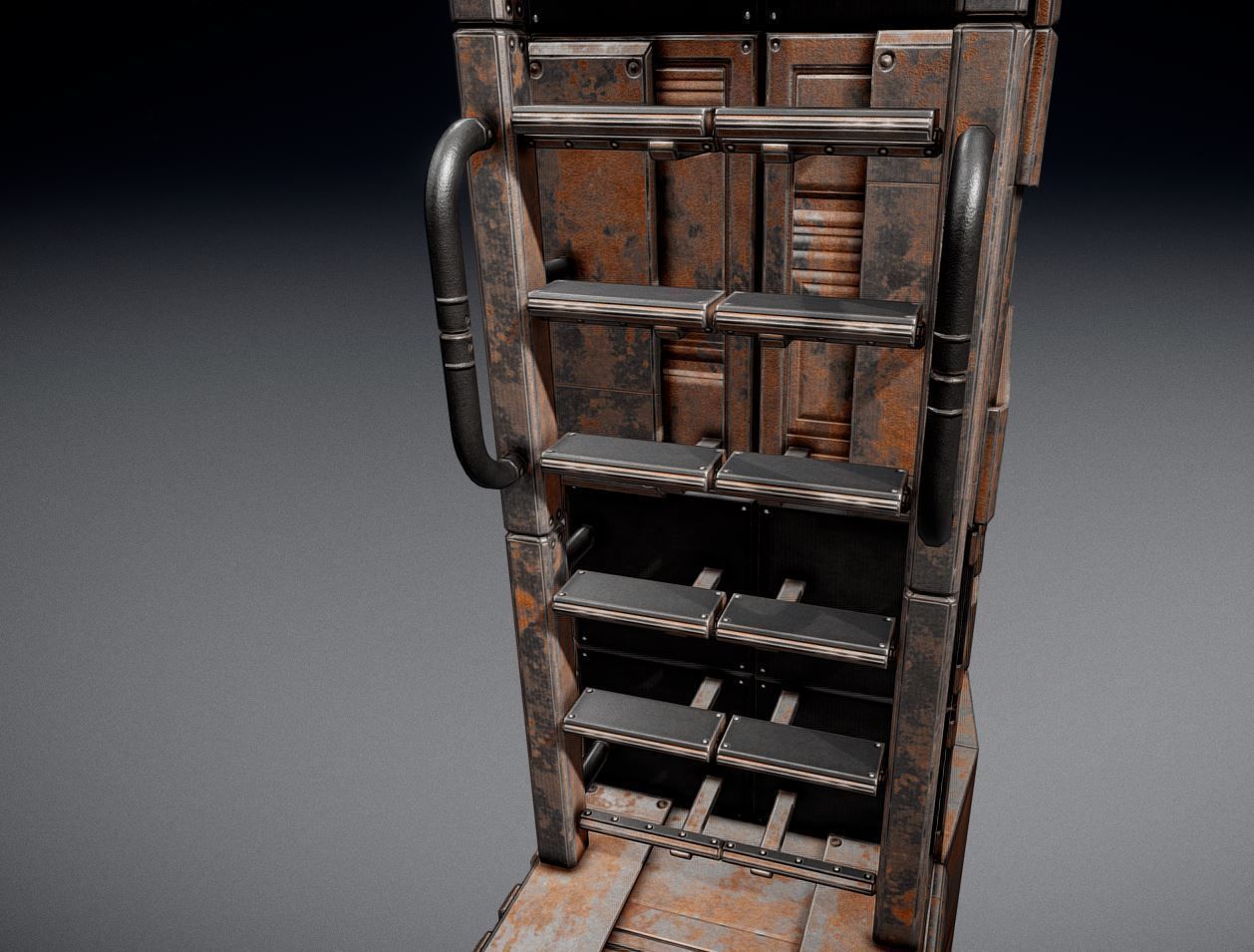 Modular Ladders and Stairs Package Rusty Version Low-poly 3D model_21