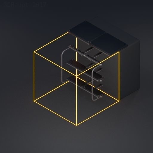 Modular Ladders and Stairs Package Rusty Version Low-poly 3D model_86